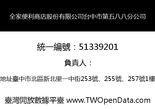 全家便利商店股份有限公司台中市第五八八分公司