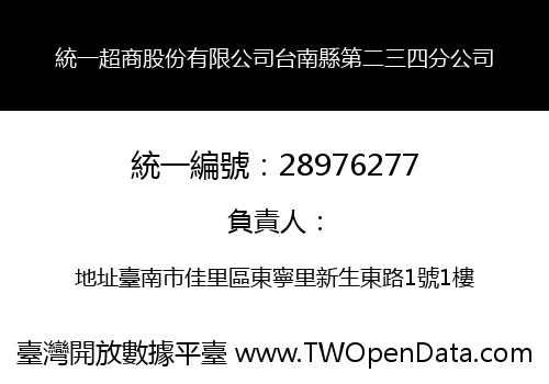 統一超商股份有限公司台南縣第二三四分公司