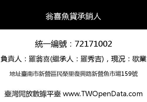 翁喜魚貨承銷人