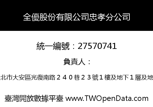 全優股份有限公司忠孝分公司
