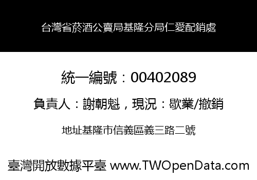台灣省菸酒公賣局基隆分局仁愛配銷處