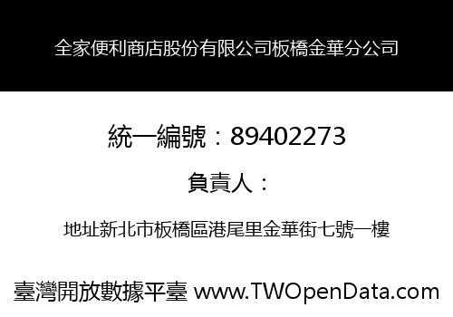 全家便利商店股份有限公司板橋金華分公司