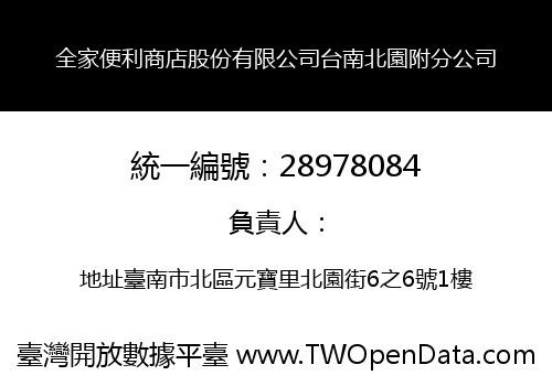 全家便利商店股份有限公司台南北園附分公司