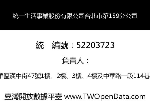 統一生活事業股份有限公司台北市第159分公司