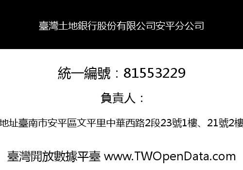 臺灣土地銀行股份有限公司安平分公司