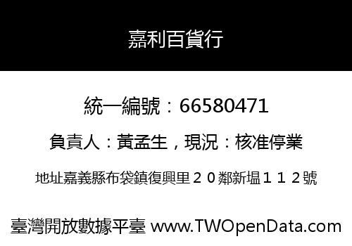 嘉利百貨行