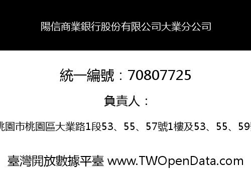 陽信商業銀行股份有限公司大業分公司