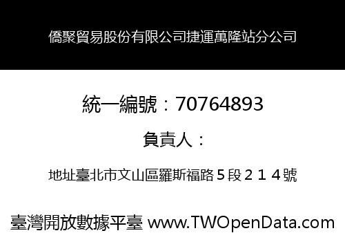 僑聚貿易股份有限公司捷運萬隆站分公司