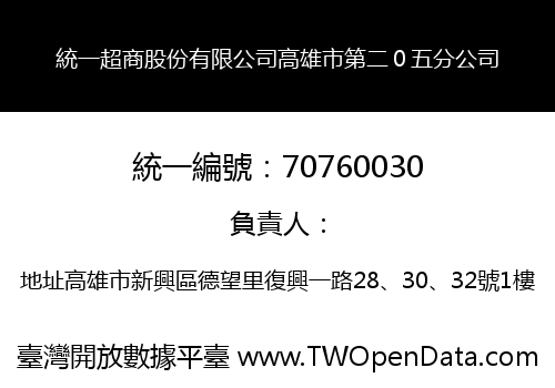 統一超商股份有限公司高雄市第二０五分公司