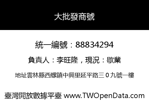 大批發商號