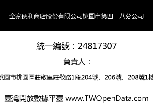 全家便利商店股份有限公司桃園市第四一八分公司