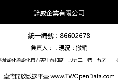 銓威企業有限公司