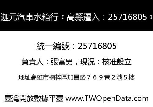 迦元汽車水箱行﹝高縣遷入：25716805﹞