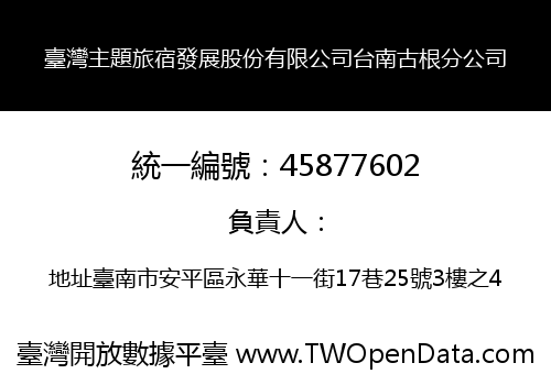 臺灣主題旅宿發展股份有限公司台南古根分公司