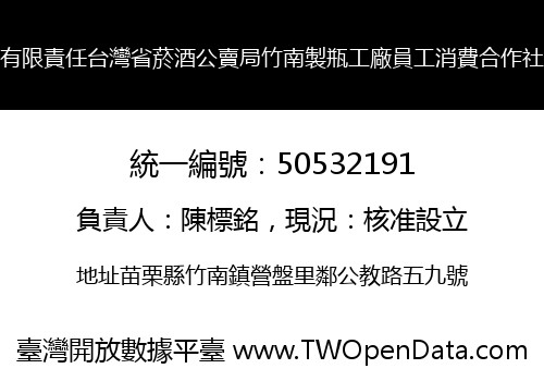 有限責任台灣省菸酒公賣局竹南製瓶工廠員工消費合作社