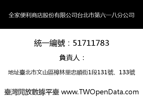 全家便利商店股份有限公司台北市第六一八分公司