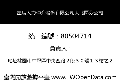 星辰人力仲介股份有限公司大北區分公司