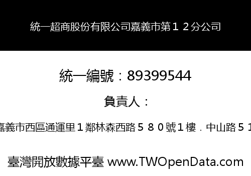 統一超商股份有限公司嘉義市第１２分公司