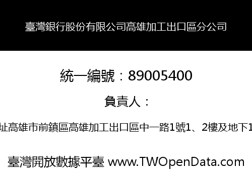 臺灣銀行股份有限公司高雄加工出口區分公司