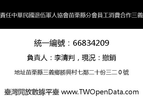 有限責任中華民國退伍軍人協會苗栗縣分會員工消費合作三義分社