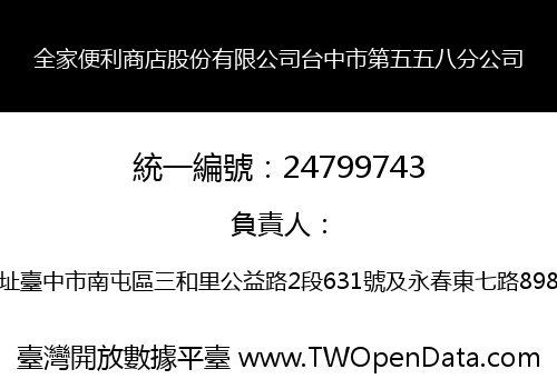 全家便利商店股份有限公司台中市第五五八分公司
