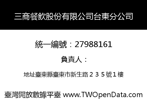 三商餐飲股份有限公司台東分公司