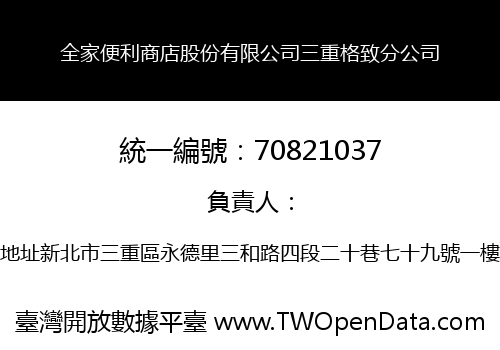 全家便利商店股份有限公司三重格致分公司