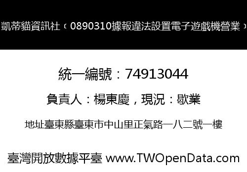 凱蒂貓資訊社﹝0890310據報違法設置電子遊戲機營業﹞