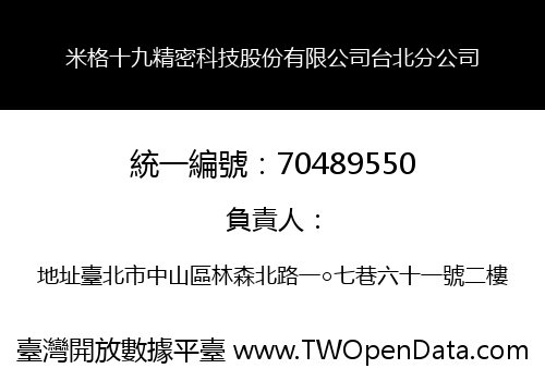 米格十九精密科技股份有限公司台北分公司