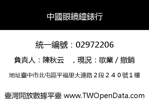 中國眼鏡鐘錶行