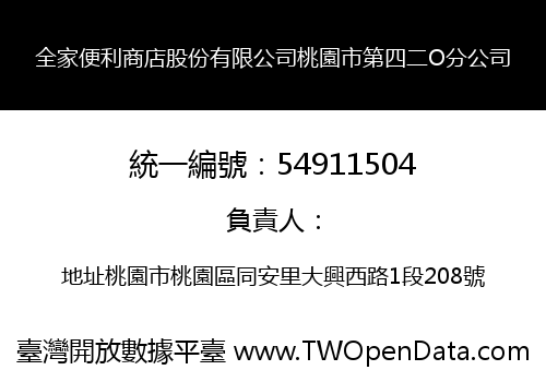 全家便利商店股份有限公司桃園市第四二O分公司