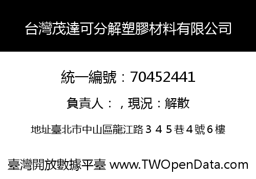 台灣茂達可分解塑膠材料有限公司