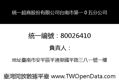 統一超商股份有限公司台南市第一０五分公司