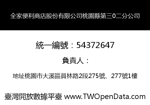 全家便利商店股份有限公司桃園縣第三0二分公司