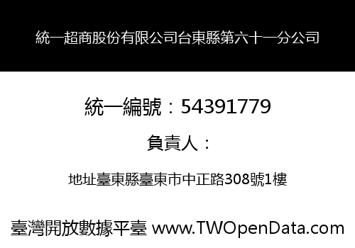 統一超商股份有限公司台東縣第六十一分公司