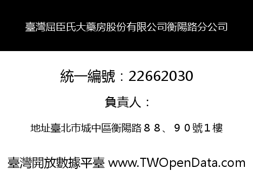 臺灣屈臣氏大藥房股份有限公司衡陽路分公司