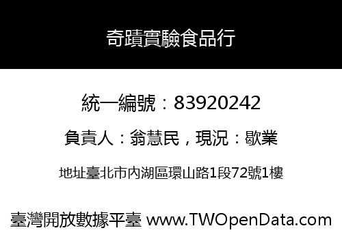 奇蹟實驗食品行