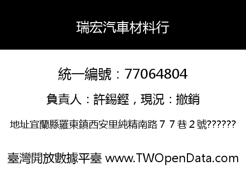 瑞宏汽車材料行