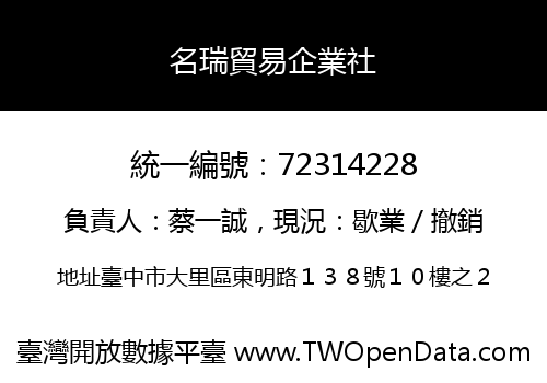 名瑞貿易企業社