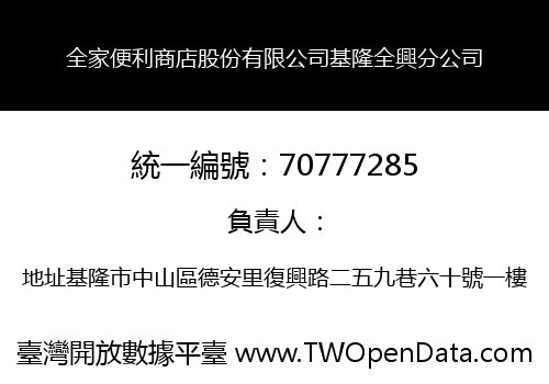 全家便利商店股份有限公司基隆全興分公司