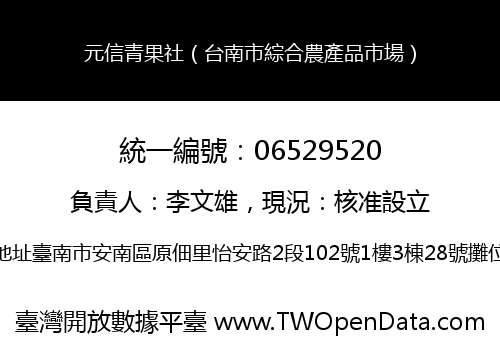 元信青果社（台南市綜合農產品市場）