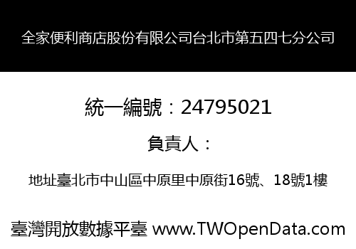 全家便利商店股份有限公司台北市第五四七分公司