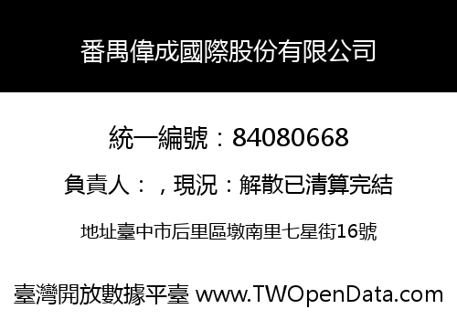 番禺偉成國際股份有限公司