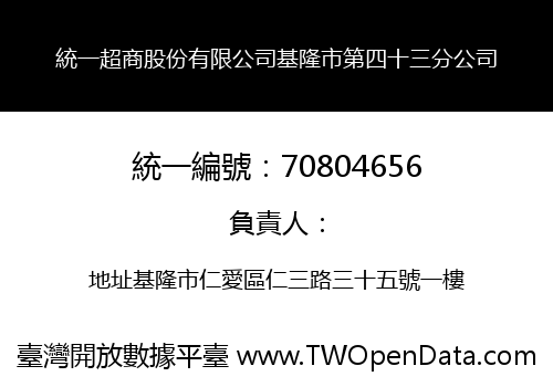 統一超商股份有限公司基隆市第四十三分公司