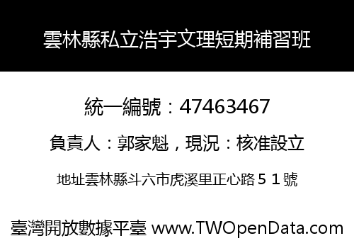 雲林縣私立浩宇文理短期補習班