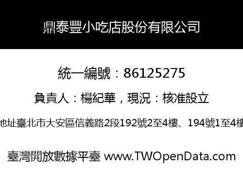 鼎泰豐小吃店股份有限公司