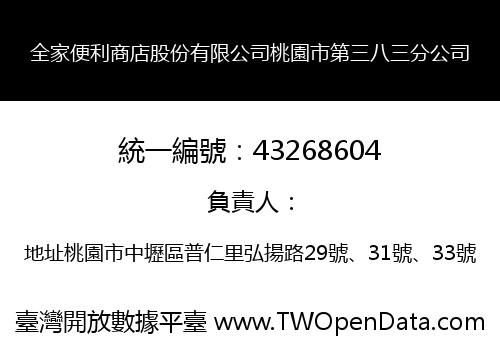 全家便利商店股份有限公司桃園市第三八三分公司