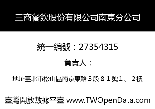 三商餐飲股份有限公司南東分公司