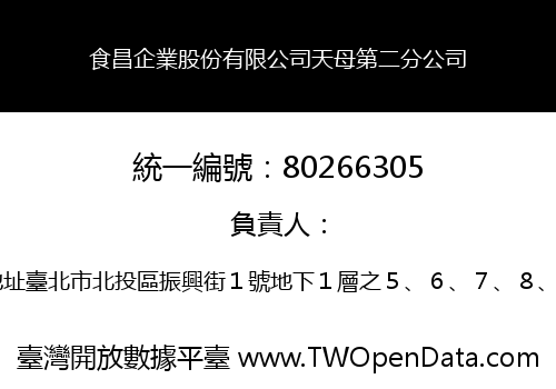 食昌企業股份有限公司天母第二分公司