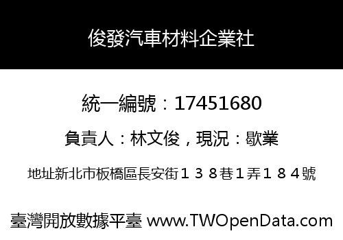 俊發汽車材料企業社